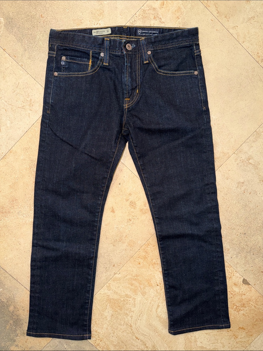 AG Adriano Goldschmied Dark Blue Denim Jeans - Classic Straight Fit